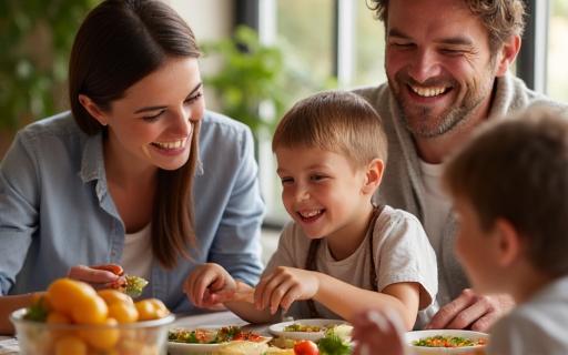 Famiglia che mangia sano